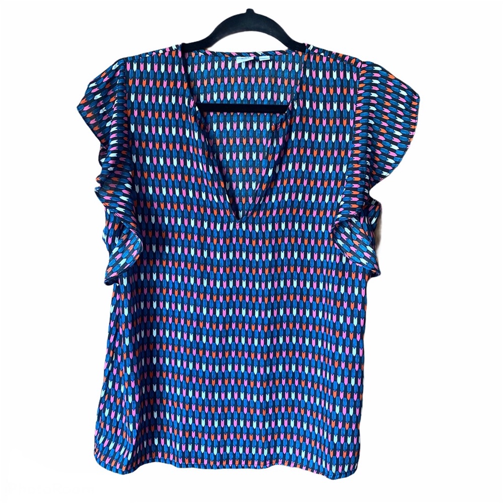 Gap Multi Color Lightweight Cap Sleeve Blouse